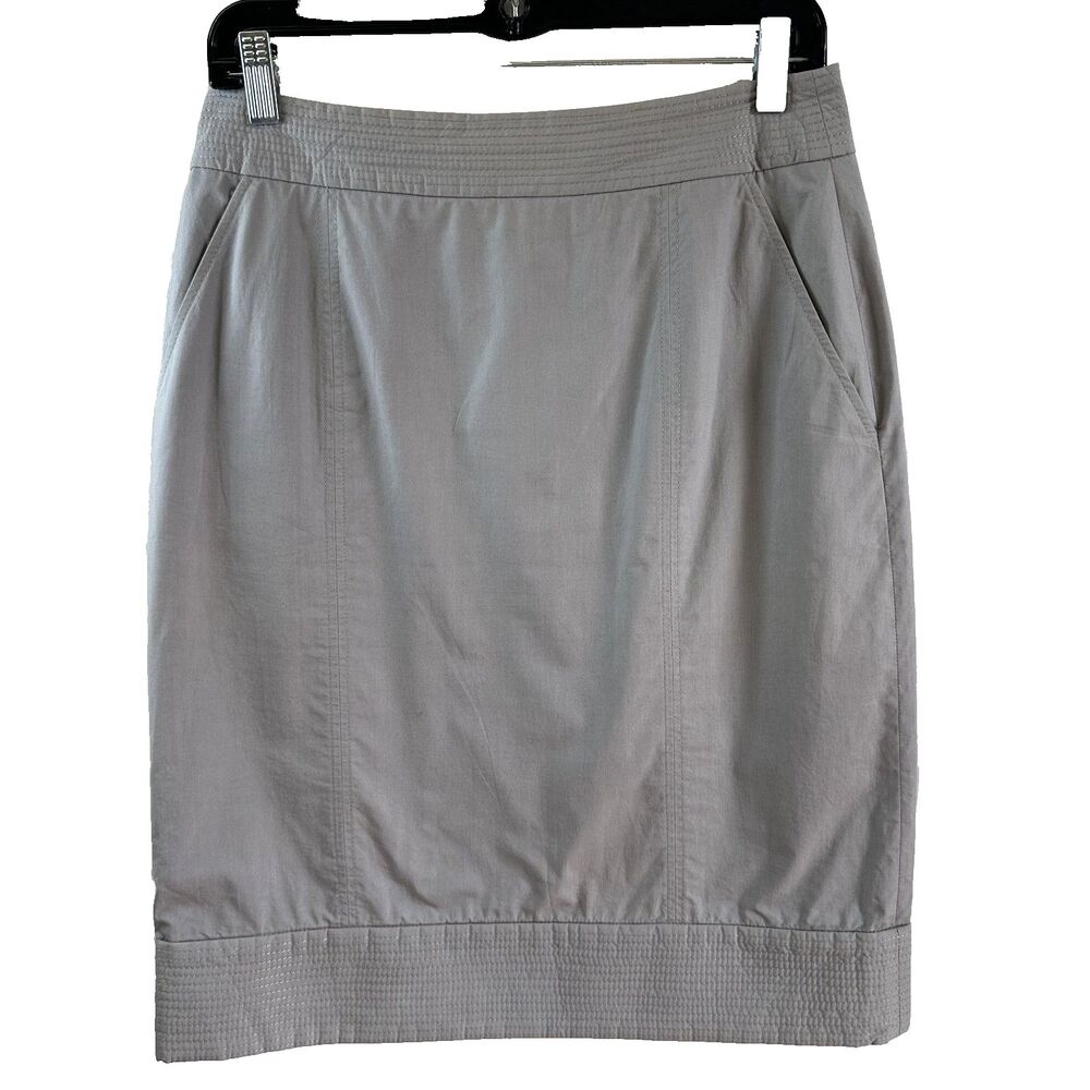 Hugo Boss Women's Gray Cotton Pencil Knee-Length Lined Skirt Sz 10